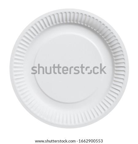 Disposable paper plate isolated on a white background, top view Royalty-Free Stock Photo #1662900553