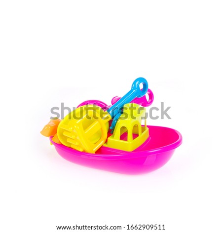 Toy or baby plastic boat toys on the background new