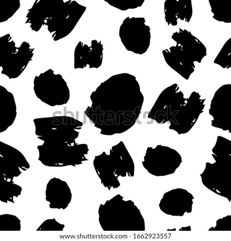 Seamless pattern with dark hand drawn scribble smear on white background. Abstract grunge texture. Vector illustration