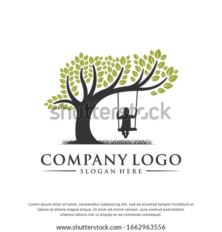 Child care. Tree logo. Education  design template. Abstract, balance and life design template. Vector illustration 