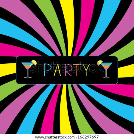 Colorful cocktail party card. Rasterized copy.