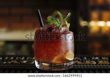 A cocktail prepared at the bar