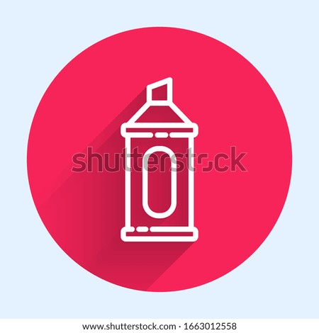 White line Marker pen icon isolated with long shadow. Red circle button. Vector Illustration