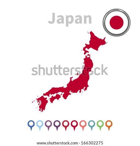 vector map and flag of Japan