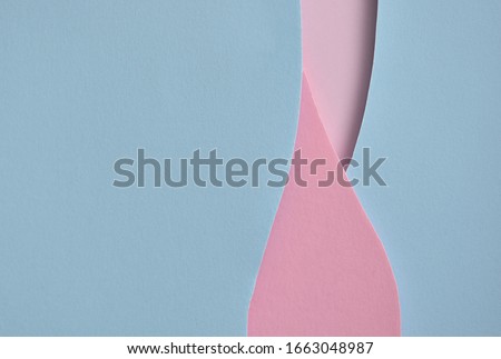 flat lay of pastel paper color in layer of line and curves