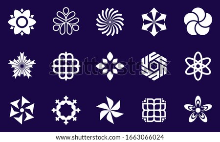 Flower Icon Set. Floral Logo Collection