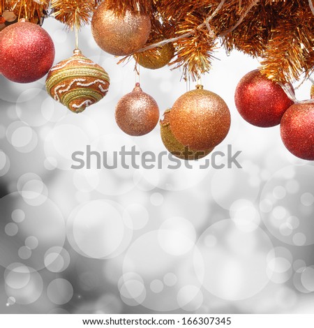 Christmas ornaments on bokeh abstract background