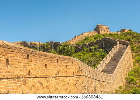 Great Wall of China in Summer with beautiful sky