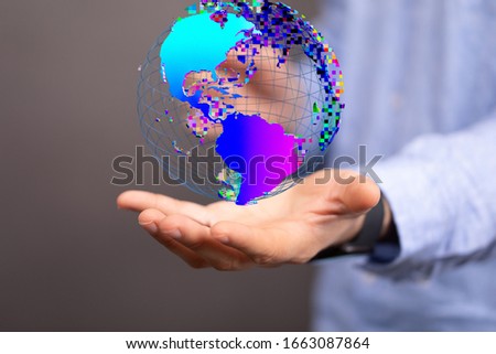Hand Holding World digital 3d
