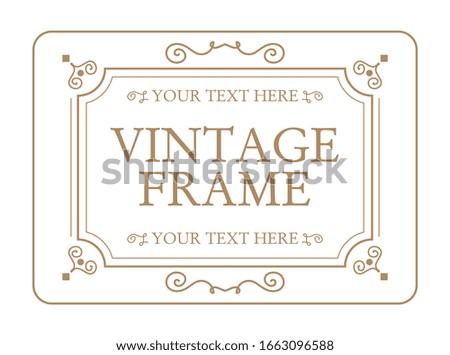Vintage Frame. Vintage Ornament Greeting Card Vector Template. Retro Luxury Invitation, Royal Certificate.