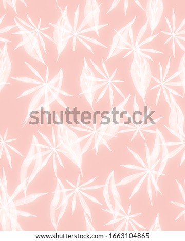 Fashion Element Decor. Handmade Watercolor Seamless Print. Bright Clear Plants On Magenta. Plant Spring Illustration. Abstract Artwork Leaves Seamless Backdrop.