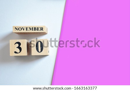 November 30, Empty white - Pink background.