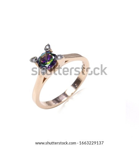 diamond gold ring on a white background