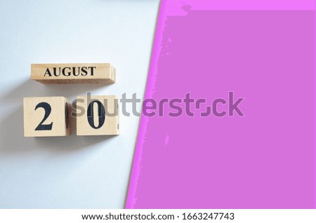 August 20, Empty white - Pink background.