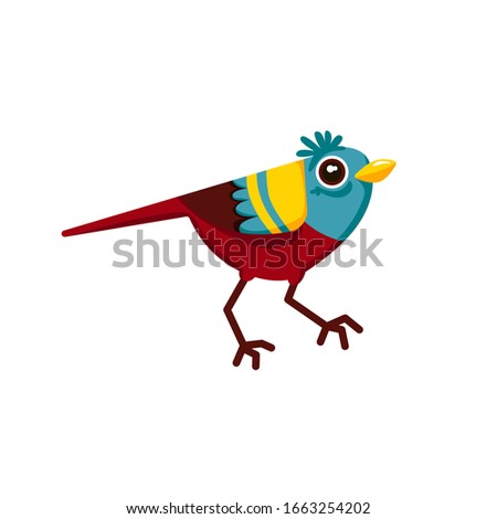 Cute cartoon Bird. Vector illustration isolated on white background.