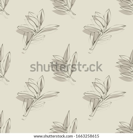 Seamless  pattern tree laurel.Image on a white and color background.