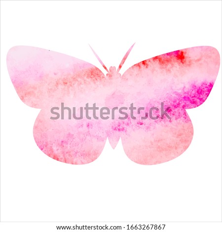isolated, pink watercolor butterfly silhouette