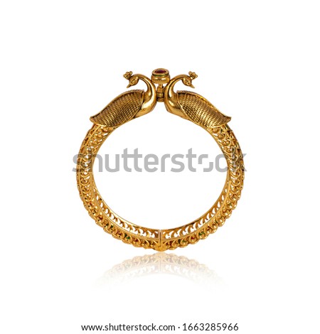 jewellery gold  and silver bracelet in white background coloured stone Royalty-Free Stock Photo #1663285966