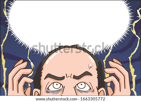 Comic style illustration of a man suffering from thinning hair