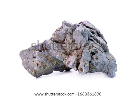 Natural stone with beautiful shape and textures for gardening layout or aquatic plants tank layout, Isolated on white background.
