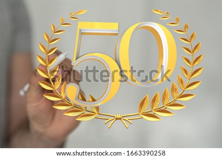 50 Anniversary 3d numbers. Poster template for Celebrating 50 anniversary event party
