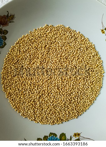 Grain picture That has been screened well, having a soft white color, put on a plate in Thailand