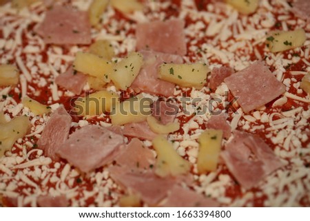 Pizza Hawaii macro background stock photography high quality