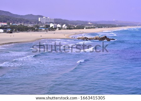 Beautiful white sand beach and beach scenery in Gangwon-do, Korea