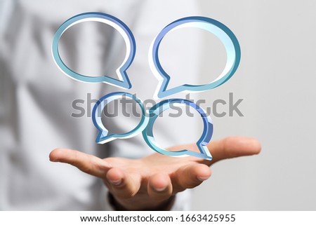 Empty speech bubble hands feedback communication.
