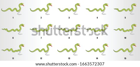 Snake crawling animation sequence, loop animation sprite sheet