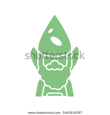 cartoon gardening gnome icon over white background, silhouette style, vector illustration