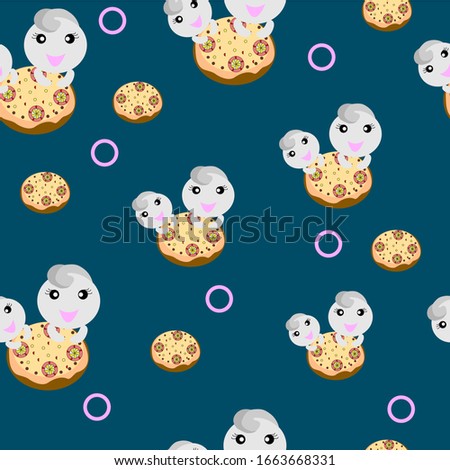 Abstract ghost and cake seamless pattern