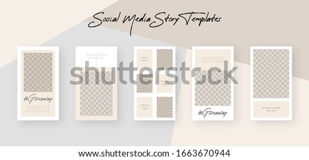 Social Media Story Templates. Set of Five Editable Geometric Templates for Giveaway, Sale, Holiday, Advertising and for Marketing Purposes Royalty-Free Stock Photo #1663670944