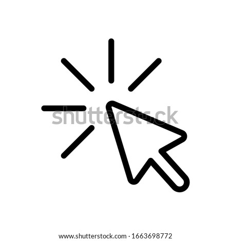 Computer pointer, cursor or mouse arrow, click, outline design. Black icon on white background Royalty-Free Stock Photo #1663698772