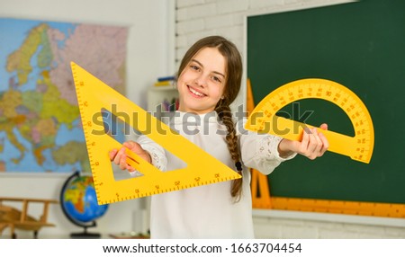 Math science. stationery in autumn school time. Back to school. education in college. mired in geometry. School girl protractor and triangle. Instrument of Measurement. different school elements.