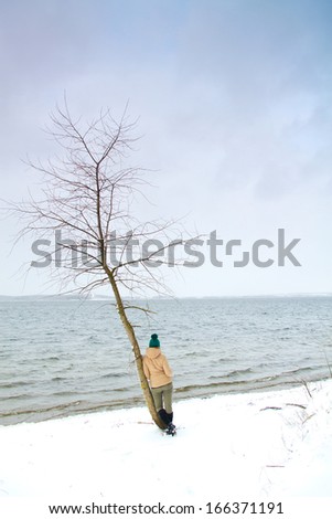 girl on the sea of snow