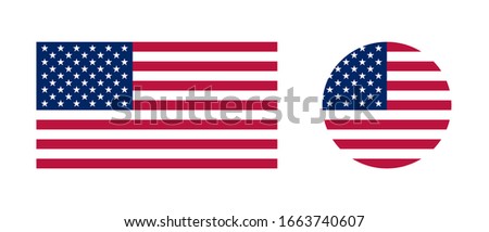 American flag flat vector logo icon. Simple vector button flag of the United States of America. USA flag.