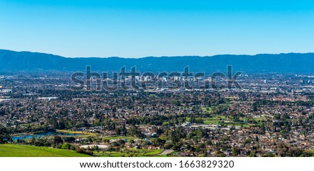 aerial view of silicon valley, San Francisco bay area, USA.