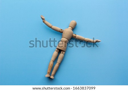 open hand body language of wooden mannequin toy. open for hug. asking for hug.