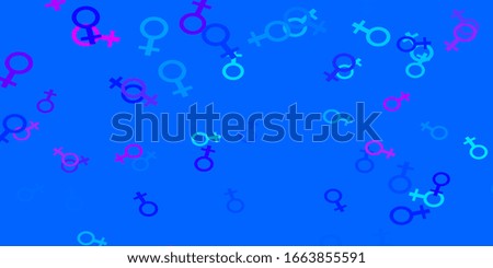 Light Pink, Blue vector background with woman symbols. Colorful feminism symbols with a gradient in modern style. New design for your web apps.
