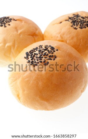 Food shot of anpan on white background