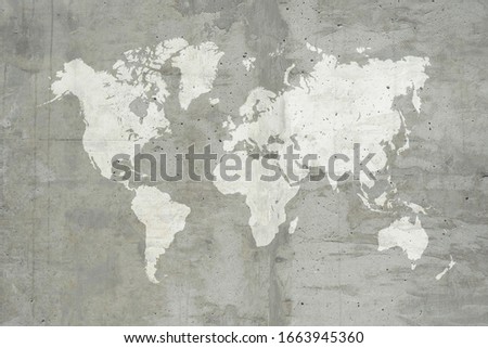 Concrete plaster cement polishing loft style wall or floor texture abstract texture surface background use for background with world map Royalty-Free Stock Photo #1663945360