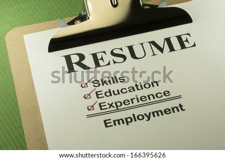 Successful Candidate Resume Requires Skills, Education And Experience To Find Employment Royalty-Free Stock Photo #166395626