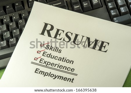 Successful Candidate Resume Requires Skills, Education And Experience To Find Employment Royalty-Free Stock Photo #166395638