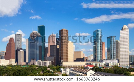 Downtown Houston Skyline on a beautiful sunny day