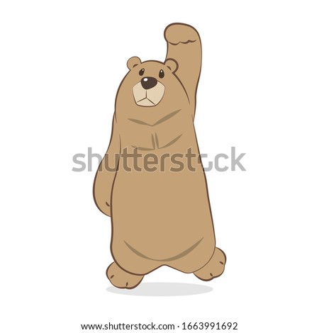 Cute grizzly bear vector cartoon isolated on white background. Fat Teddy bear vector cartoon. 