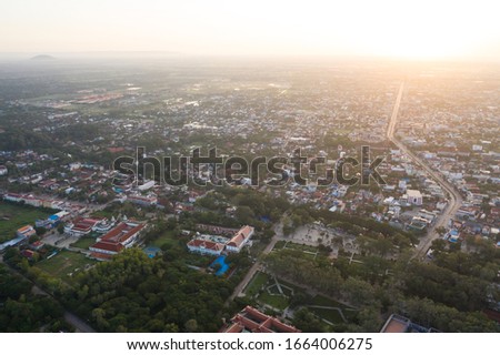 Aerial View of Siem Reap Town, Cambodia.