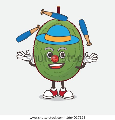 A picture of Jackfruit cartoon mascot character play Juggling