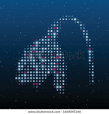 The snowdrop flower filled with white dots. Some dots is pink. Vector illustration on blue background with stars