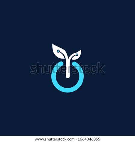 power leaf - eco technology logo template vector illustration. plant and power symbol icon.